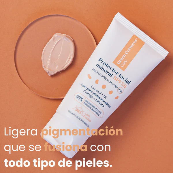 Protector facial mineral SPF50 apto para piel sensible
