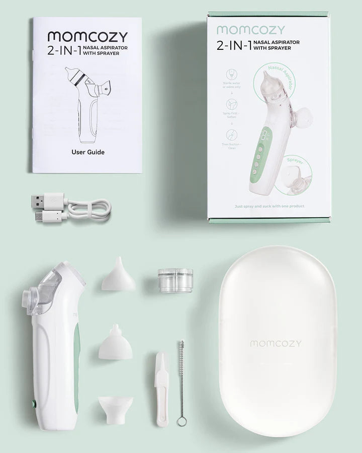 Aspirador nasal eléctrico 2 en 1 Momcozy con spray y succión