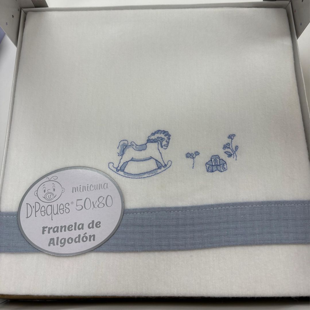 Sábanas de franela para minicuna 50 × 80 Dpeques Caballito azul