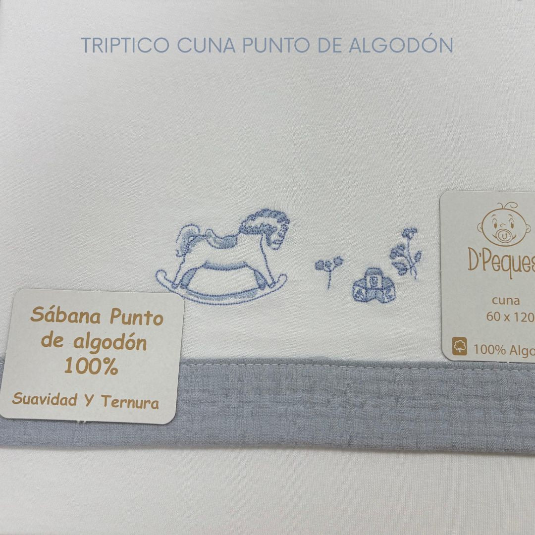 Sabanas de punto Cuna 120 x 60 D'Peques Caballito (triptico)