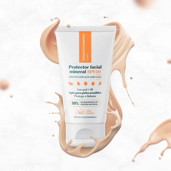 Protector facial mineral SPF50 apto para piel sensible
