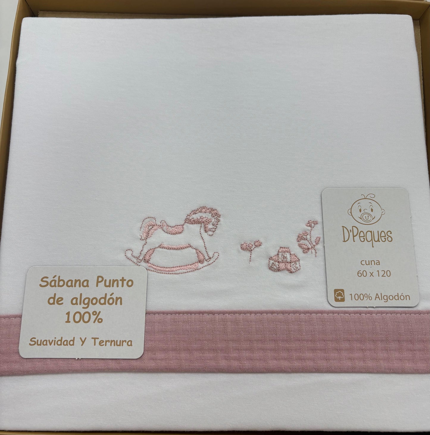 Sabanas de punto Cuna 120 x 60 D'Peques Caballito (triptico)