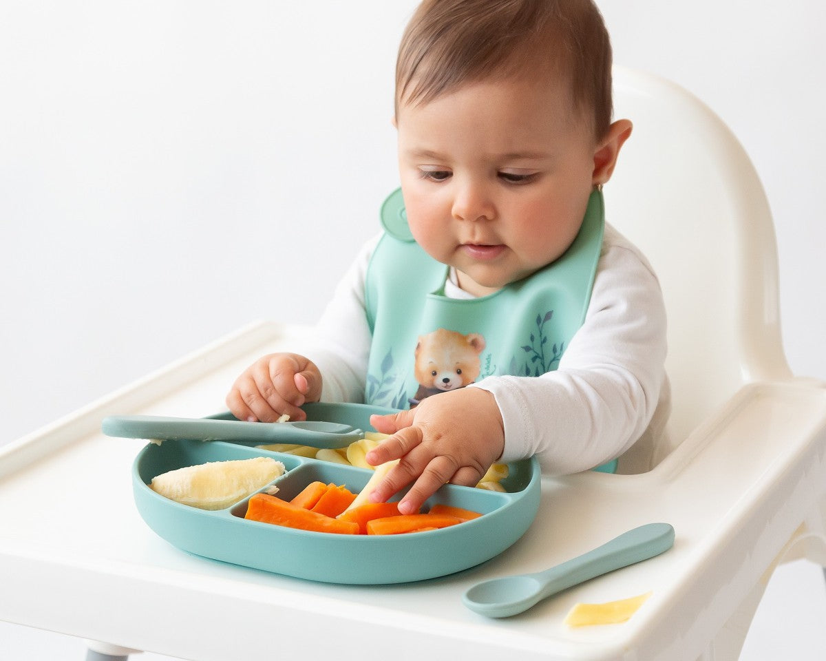 Set bandeja BLW con ventosa y cubiertos silicona