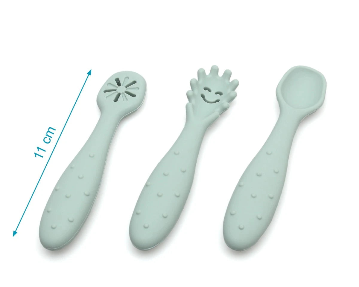 Precucharas de aprendizaje bebé silicona verde
