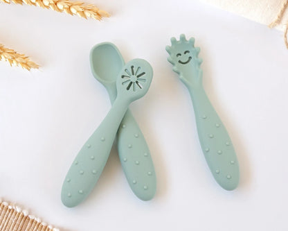Precucharas de aprendizaje bebé silicona verde