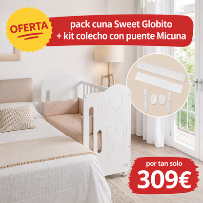 Pack cuna Sweet Globito + Kit colecho con puente Micuna