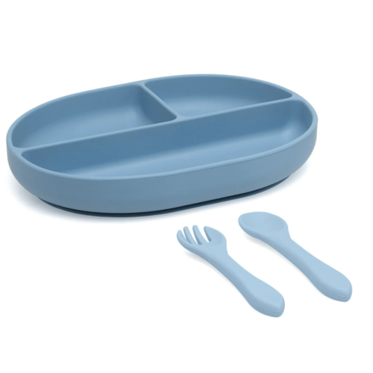 Set bandeja BLW con ventosa y cubiertos silicona
