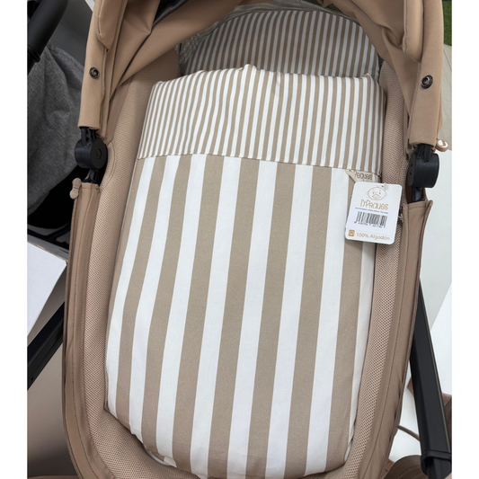 Saco capazo desenfundable rayas camel D´Peques