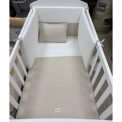 Colcha y Chichonera para Cuna Lino Beige D'Peques