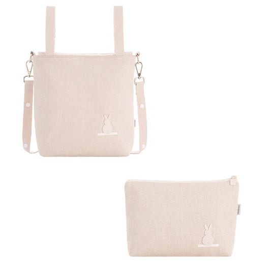 Conjunto Bolso talega Lino beige + neceser a juego Cambrass