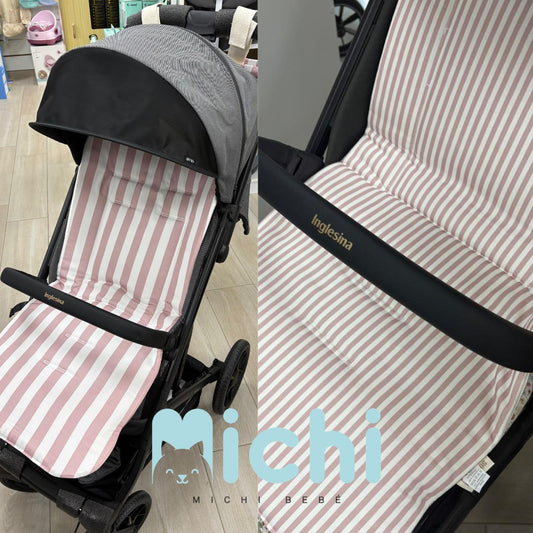Colchoneta Recta Reversible rayas rosa D ́Peques