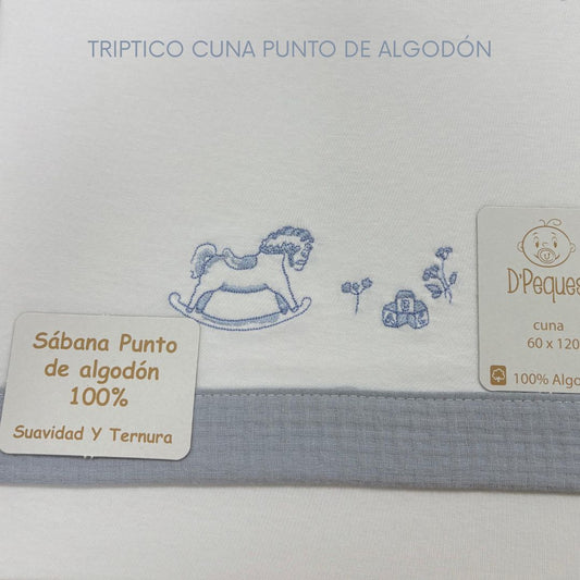 Sabanas de punto Cuna 120 x 60 D'Peques Caballito (triptico)