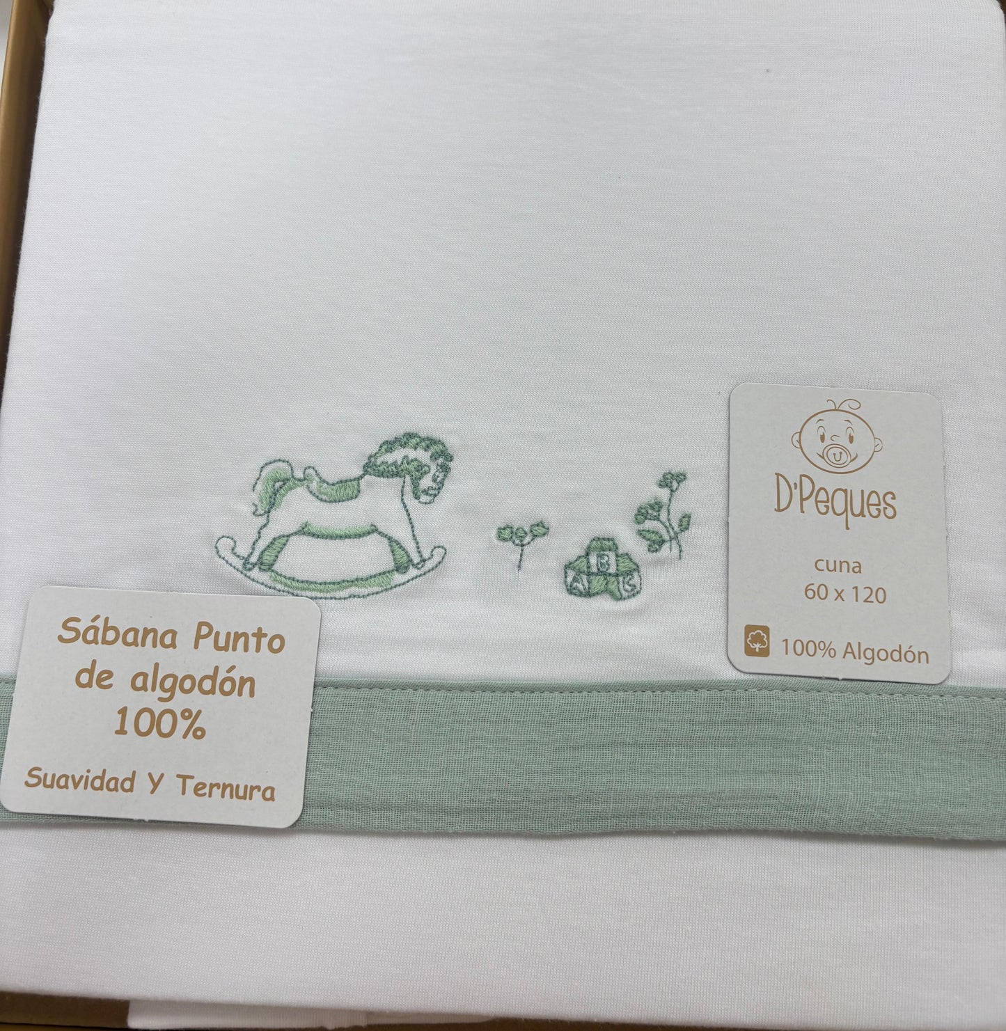 Sabanas de punto Cuna 120 x 60 D'Peques Caballito (triptico)