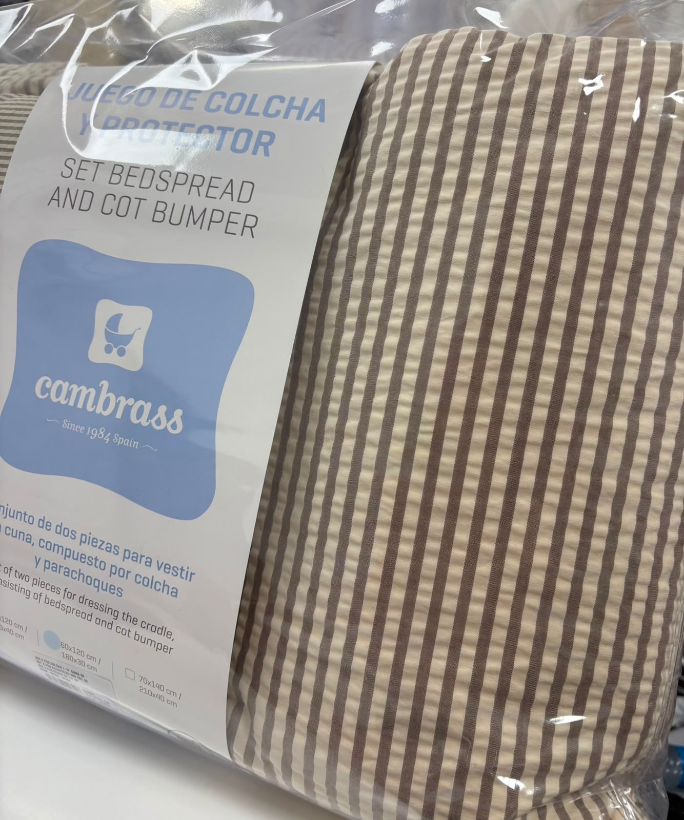 Juego colcha y protector cuna 60 DERBY Beige Cambrass