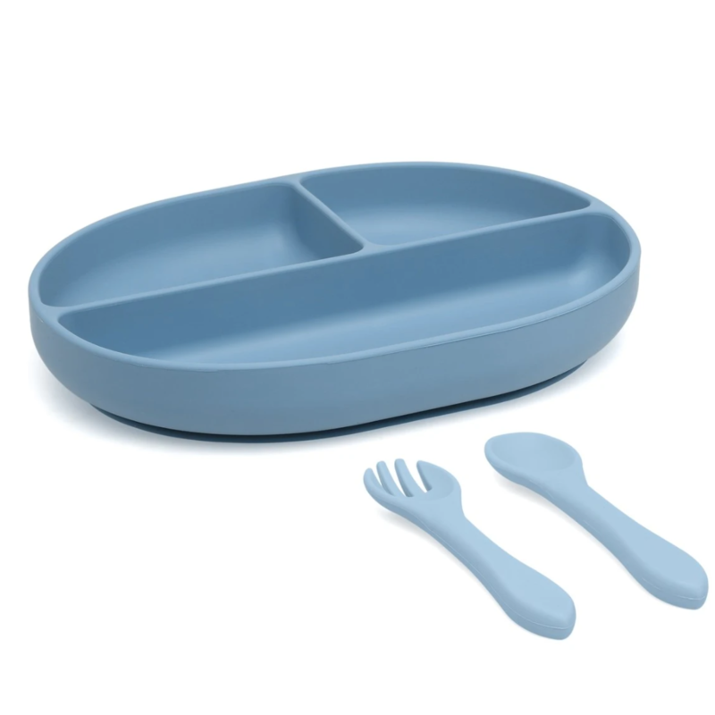 Set bandeja BLW con ventosa y cubiertos silicona