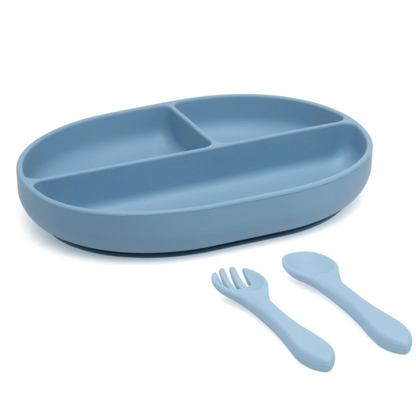 Set bandeja BLW con ventosa y cubiertos silicona