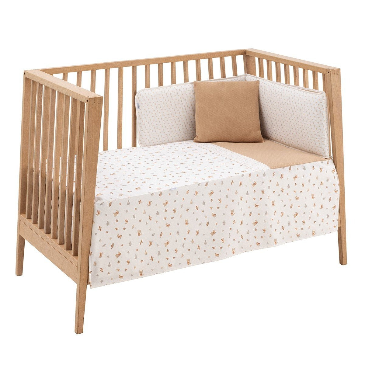 Colcha con protector para cuna de 60 x 120 Senda beige Cambrass