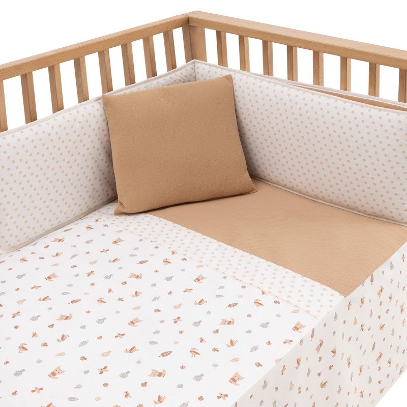 Colcha con protector para cuna de 60 x 120 Senda beige Cambrass