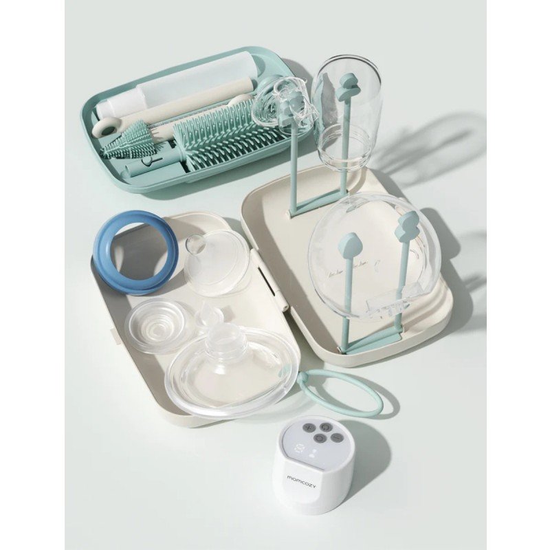 Juego de cepillos 7 en 1 para biberones, Kit Completo de Limpieza de biberones con Cepillo de Silicona, Cepillo para pezón, Cepillo para Pajita, dispensador de jabón y cajita de Secado