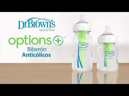 Biberón anticólico Options+ Formato Boca Ancha Verde 270 ml Dr. Brown's