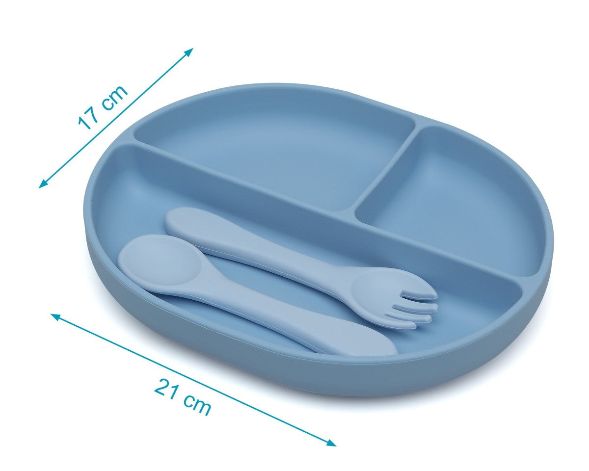 Set bandeja BLW con ventosa y cubiertos silicona