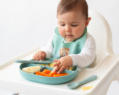 Set bandeja BLW con ventosa y cubiertos silicona