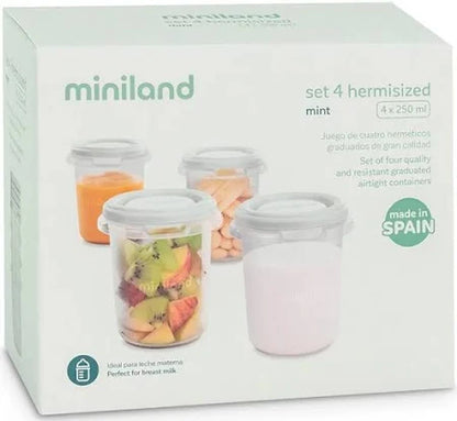 Set de 4 herméticos de 250ml Miniland